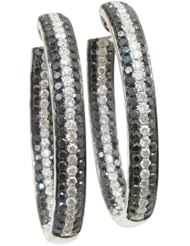 Women 14k White Gold 3.83ctw diamond Hoop earring 60 LE204SU Size 12.2