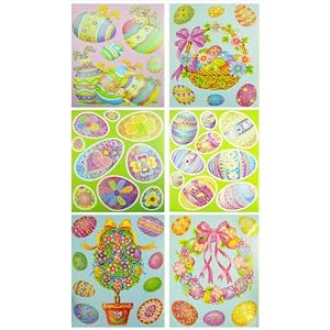 Easter Window Cling Glitter Decoration - 6 pack Assortment