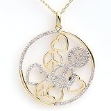 0.4 Carat 14KYG Peace and Love Diamond Circle Pendant