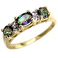 10K Yellow Gold Multi-Stone Mystic Fire Topaz and Diamond Ring
