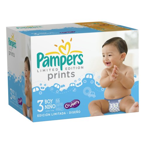 Pampers Limited Edition Prints Diapers for Boys, Size 3, 66 Count