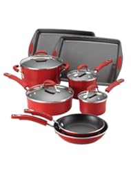 Kitchen: Rachael Ray Porcelain Enamel II Nonstick 12-Piece Cookware Set, Red Gradient - Meyer