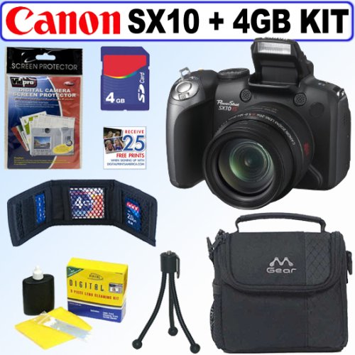 Canon Powershot SX10IS 10MP Digital Camera + 4GB Accessory Kit
