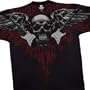 Winged Skull and Guitars T-Shirt, Seek And Destroy Liquid Blue Full Shirt Designs