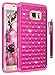 Galaxy S6 Edge Plus Case, Style4U Studded Rhinestone Crystal Bling Hybrid Armor Case Cover for Samsung Galaxy S6 Edge Plus / S6 Edge + with 1 Style4U Stylus [Hot Pink/Hot Pink]