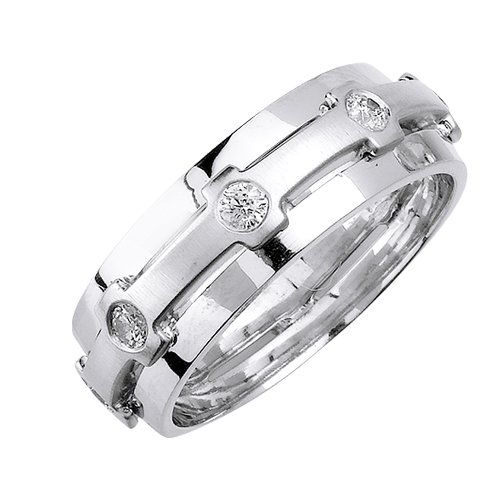 Elegant Diamond Wedding Bands With Comfort Fit 14K White Gold Can Also Be Made In Platinum or Other Colors 18K And 24K Is Also Available 8mm .48ct tw SI1 Clearity and H or I Color