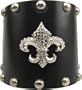 Wide Leather Swarovski Crystal Fleur Di Lis Cuff Bracelet