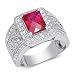 Breathtaking Radiant Cut Checker Board Created Ruby & White CZ Size 8 Gemstone Ring in Sterling Silver