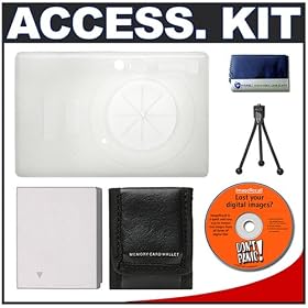 Click here to buy Snug-It Tight Fit Camera Skin (Clear White) with Spare NB-4L Battery + Cameta Bonus Accessory Kit... by Delkin.