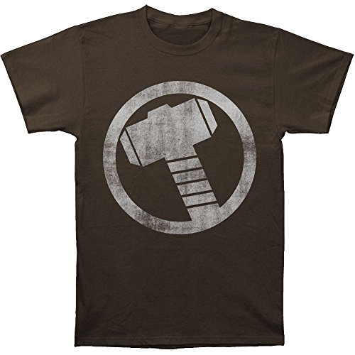 Thor (superhero) Men's Distressed Icon Slim Fit T-shirt Coal