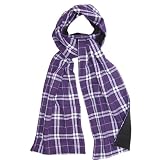 Purple White Plaid Check Flannel Fleece Scarf