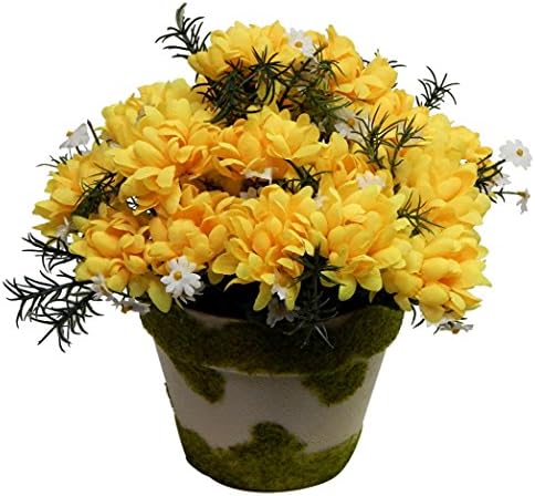 Wholesale Silk Floral Mums in Faux Moss covered Vase