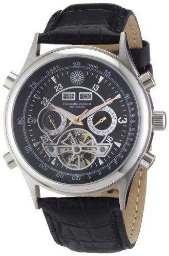 Constantin Durmont Herren-Armbanduhr XL Lafitte Analog Automatik Leder CD-LAFI-AT-LT-STST-BKRG