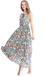 Petite Tropical Print Shirred Cotton/Polyester/Rayon Summer Maxi Dress 