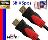 51TFooY1RYL. SL160 YarMonth 5packs Super High Resolution 1.4V HDMI 1M (3 Feet) For HDTV, Plasma, LCD, PS3, DVD Players, Satellite & Cable boxes