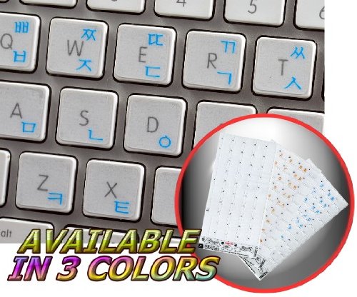 KOREAN APPLE KEYBOARD STICKER WITH BLUE LETTERING ON TRANSPARENT BACKGROUND On Sale