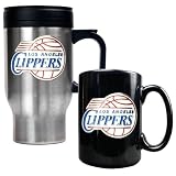 Los Angeles Clippers NBA Stainless Steel Travel Mug & Black Ceramic Mug Set - Primary Logo