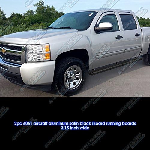 Matte Black 3" iBoard Running Boards 07-15 Chevy Silverado/GMC Sierra Crew Cab