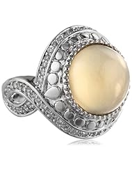 White Bronze Citrine with Cubic-Zirconia Ring