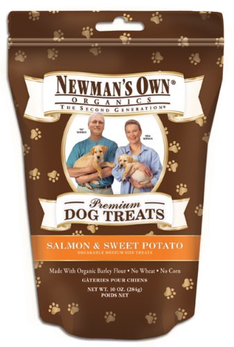 More image Newman's Own Organics Premium Dog Treats, Salmon & Sweet Potato, 10-Ounce Bags (Pack of 6)