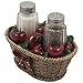 Apple Basket Glass Salt and Pepper Shaker Set with Holder in Country Kitchen Decor and Decorative Dining Room Table Gifts for Farmers
