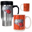 Charlotte Bobcats NBA Stainless Steel Travel Mug & Gameball Ceramic Mug Set - Primary Logo by Great American Products