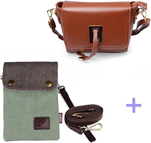 Katloo Girls Women's Cute Mini Green Canvas Cell Phone Wallet Bag Loose Change Pouch+Crossbody Tassel Hobo Bag Both fit for iPhone 6S/6 Plus,Samsung Galaxy Note 5/4/3/2,Mega 2/6.3