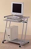 Eckley Silver Metal Computer Desk Workstation on Casters