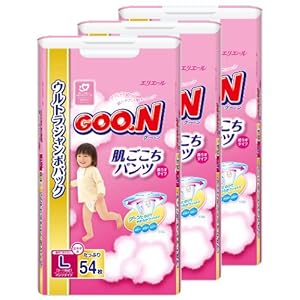 【クリックで詳細表示】【ケース販売】 グーン 肌ごこちパンツ Lサイズ 54枚 女の子×3パック