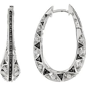 IceCarats Designer Jewelry 14K White Gold 1 Ctw Black And White Diamond Earrings . Pair 1 Ct Tw