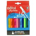 Berol Fabric Pens - Pack of 12 Colours - 2mm