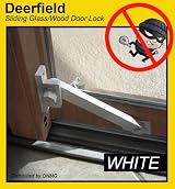 Deerfield Sliding Glass Door Deadbolt Lock (w/ Wood Door Attachment) - WHITE