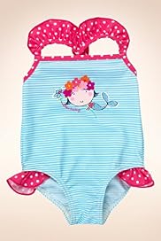 Square Neck Striped Mermaid Frill Swimsuit