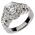 14k White Gold Vintage Style Diamond Engagement Ring (Center Stone Is Not Included)