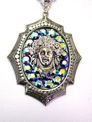 Small Rocker Jewelry Medusa Pendant Framed Medusa Necklace