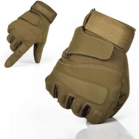 TPRANCE® Reinforced Tactical Gloves Tan PU Leather + Nylon Outdoor/Fahrrad/Shooting/Driving with Adjustable Velcro