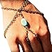 ZPS(TM) Fashion Bracelet Finger Ring Bangle Slave Chain Retro Bronze Turquoise
