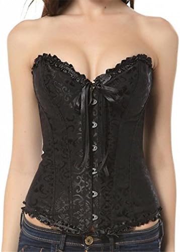 HorseBlazers Women's Elegant Boned Lace Up Back Corset G-string Black