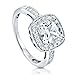 BERRICLE Sterling Silver Halo Wedding Engagement Rings Cushion Cut Cubic Zirconia CZ Ring for Women, Rhodium Plated Size 4-10
