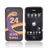 Black Mamba Kobe Bryant Purple Gold Snake on Black Crystal Silicone Case For Apple AT&T Verizon iPhone 4