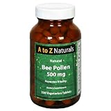 A to Z Naturals  Natural Bee Pollen, 500 mg, Vegetarian Tablets , 250 tablets
