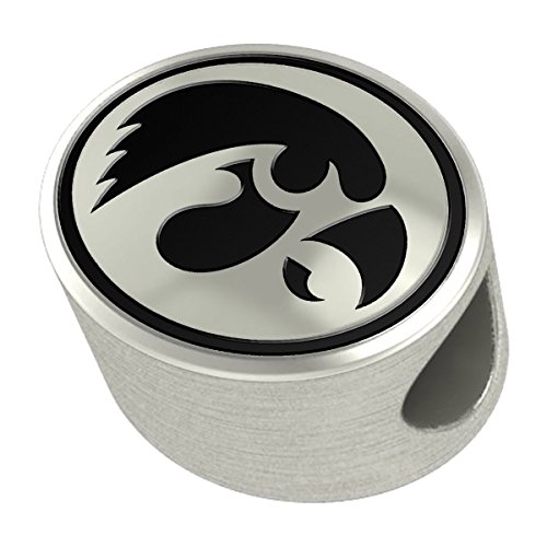 Iowa Hawkeyes Bead - Silver Antiqued Fits Most European Style Charm Bracelets