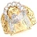 10k Two Tone Gold White CZ Jesus Religious Mens Ring