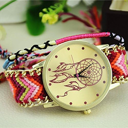 Omita® Women Dreamcatcher Friendship Bracelet Watches Braided Dress Watches (B)