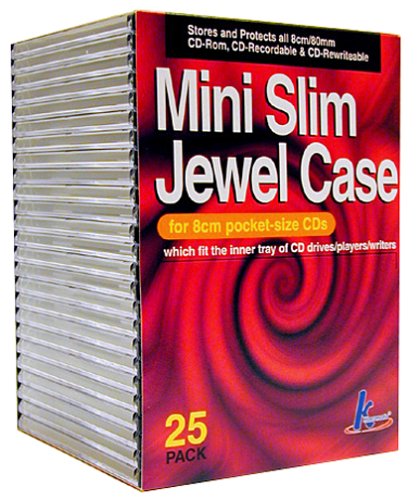 KHypermedia Slim Jewel Cases for 8-cm Mini CDs (Black, 25-Pack)