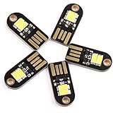 DROK&reg; 5PCS Micro USB LED Night Light Handy 5V 100mA 6000k Pocket Nightlight with USB Connector Bright White Light Lamp with 2 Tiny LED and Keyring Hole for Xmas Decoration Emergency Flashlight