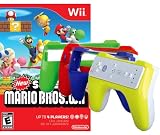 New Super Mario Bros for Wii + 4 Color Coded Horizontal Controllers Bundle