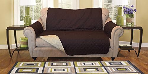Reversible Furniture Protector with elastic strap. Comes in variation sizes. Choose from Sofa protector, Loveseat protector, and Chair protector. Protect your furniture from stains, spills, pets and children accidents (Love Seat, Chocolate/Tan)