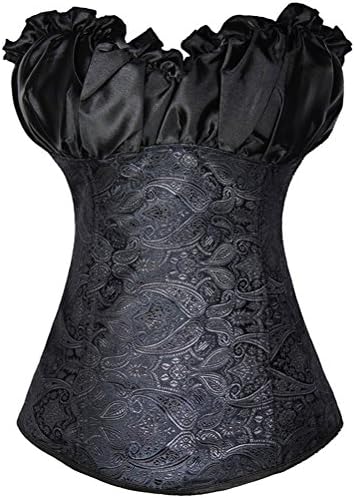 Geminigirl Women's Overbust Royal Style Steel Boned Bustier Wasit Trianer Corset XL Black