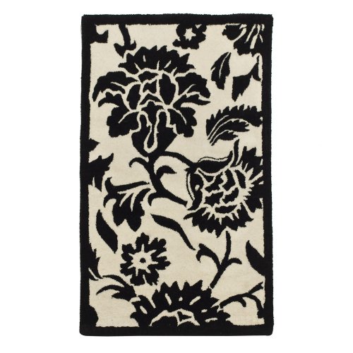 Home Exploded Floral Rug - Black & White (20x32")